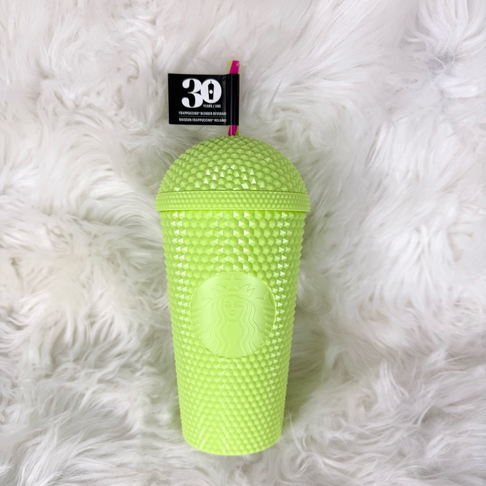 NWT Starbucks Neon Green 30th Anniversary Frappuccino Studded Tumbler (Rare)